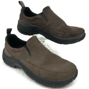 L.L. Bean Comfort Moc Suede Leather Slip On Shoes Brown Sz 9 L.L. Bean Slides Tan Brown Suede Comfort Moc Slip-On Mules  main image 4